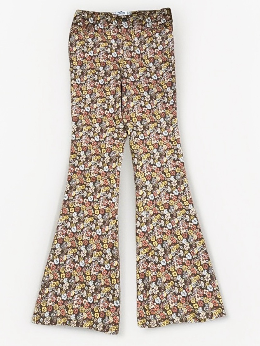 Hollister Women’s Small Floral Bell Bottom Pants - Brown Multi